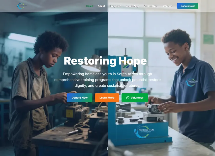 New Lease of Life Foundation website preview